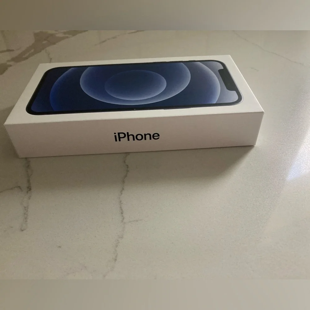 Apple iPhone 12 black 64GB product box and instructions